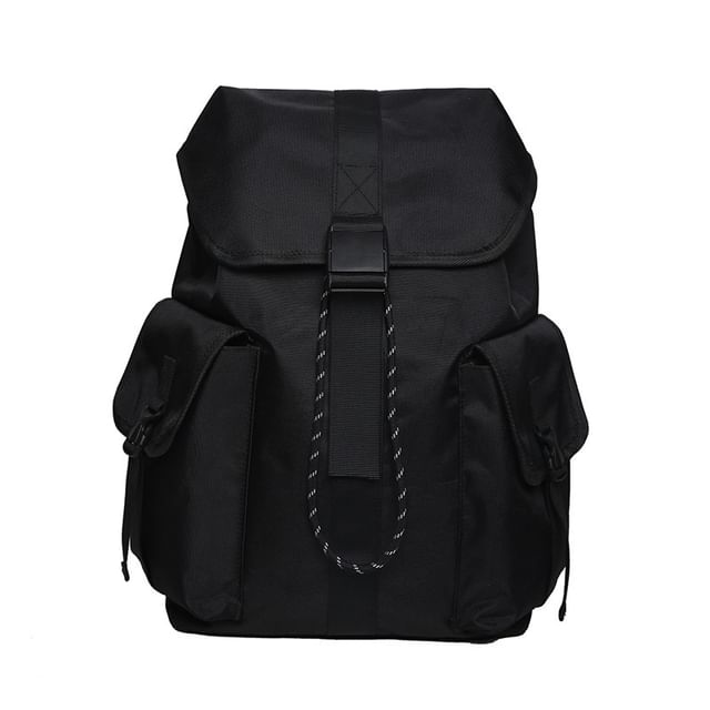 Backpack Drawstring Buckled Plain Unisex Nylon