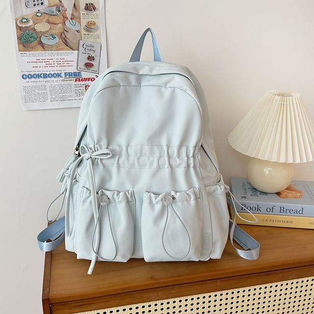 Backpack Bow Nylon Plain Drawstring