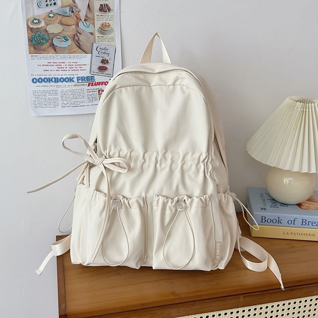 Backpack Bow Nylon Plain Drawstring