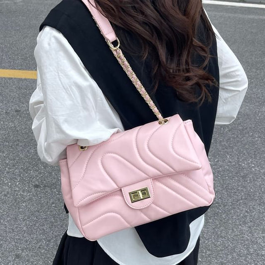 Bag Faux Flap Leather Crossbody Quilted Plain