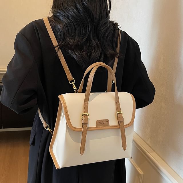 Flap Backpack Leather Faux