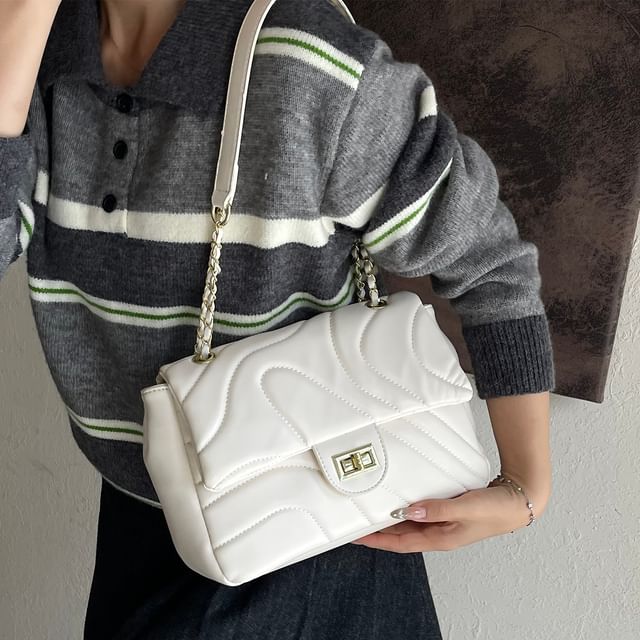 Bag Faux Flap Leather Crossbody Quilted Plain