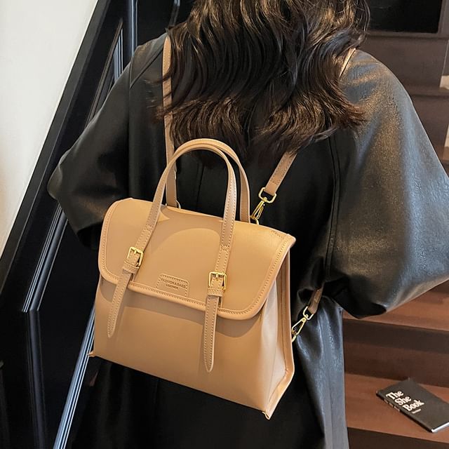 Flap Backpack Leather Faux