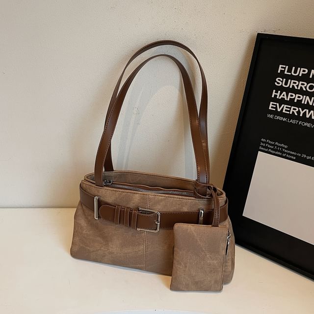 With Bag Pouch Belted Tote