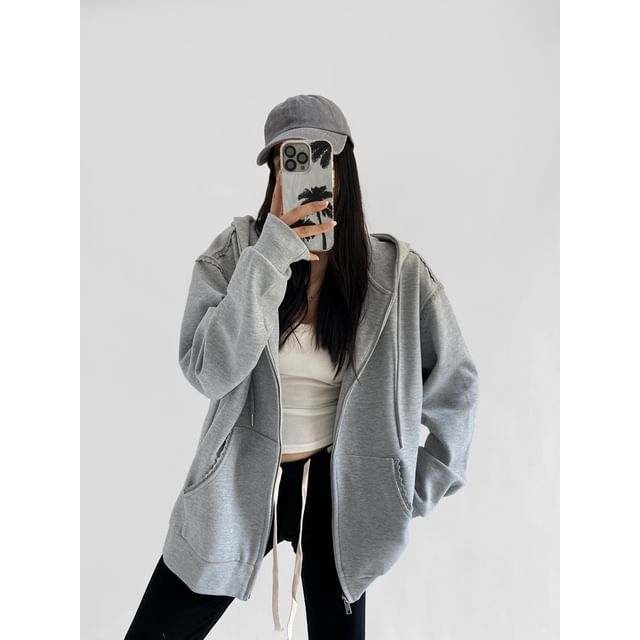 Zip-Up Drawstring Hoodie