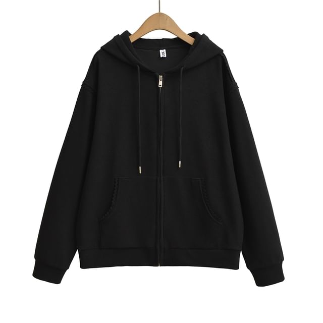 Zip-Up Drawstring Hoodie