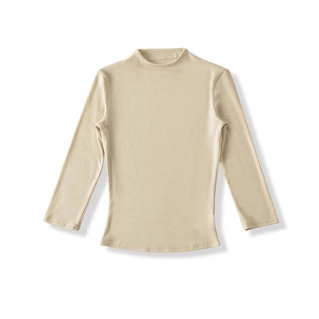 Plain Mock Neck 3/4-Sleeved Crop Tee