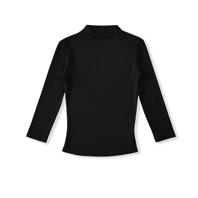 Plain Mock Neck 3/4-Sleeved Crop Tee