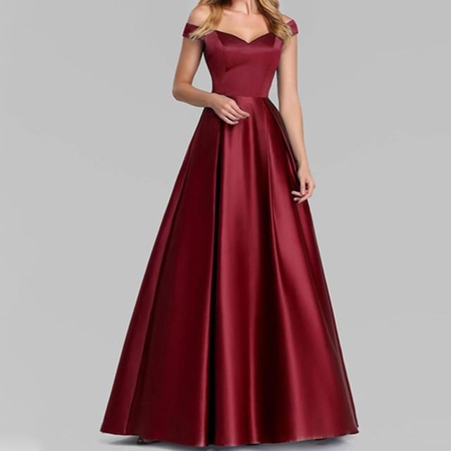 Evening Gown Off Plain A-Line Shoulder