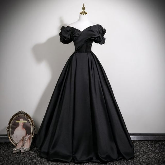 Sleeve A-Line Satin Short Plain Gown Shoulder Evening Off