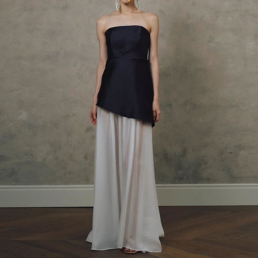 Tone Gown Evening Panel A-Line Two Strapless
