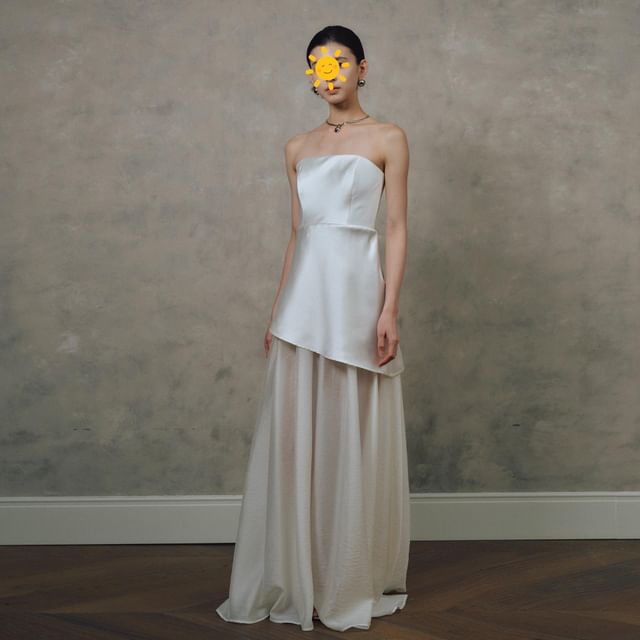 Tone Gown Evening Panel A-Line Two Strapless