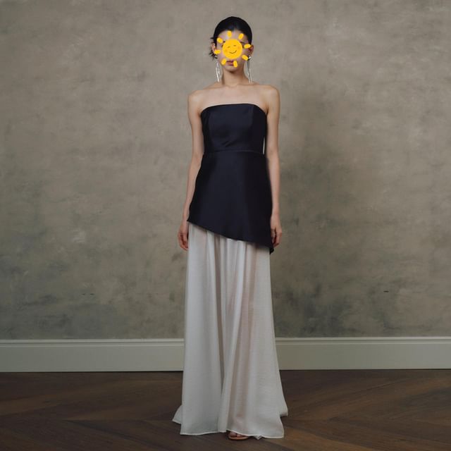 Tone Gown Evening Panel A-Line Two Strapless