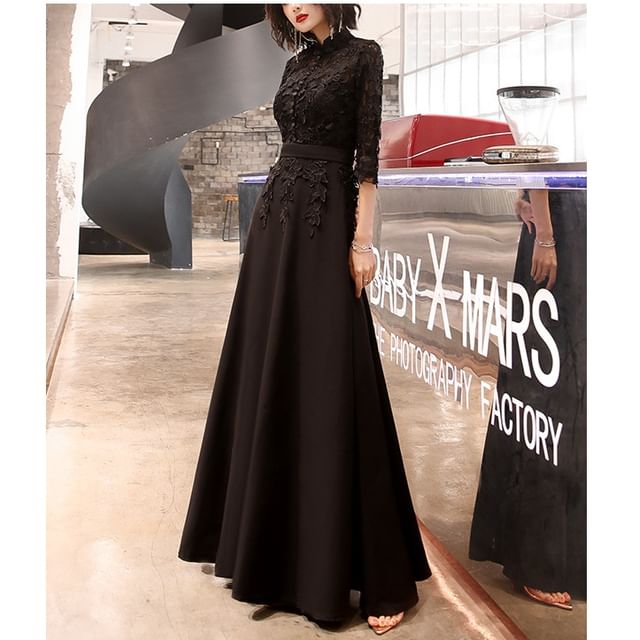 Gown A-Line 3/4-Sleeve Evening / Dress Lace