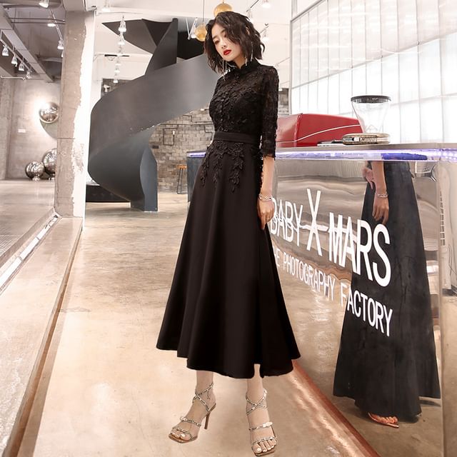 Gown A-Line 3/4-Sleeve Evening / Dress Lace