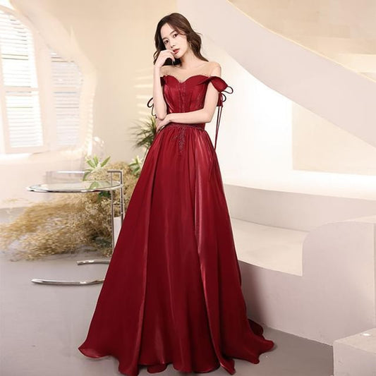 Neck Evening Beaded Round Tie-Up Mesh Panel A-Line Sleeveless Cutout Gown