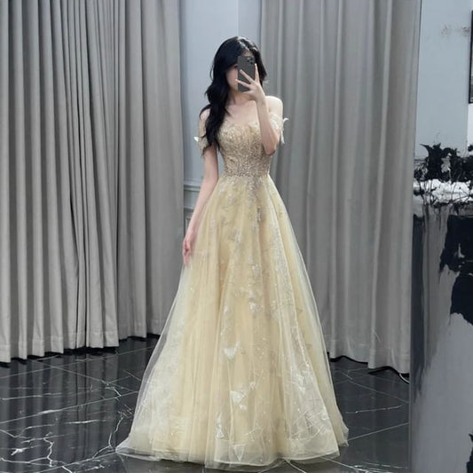 Sequin Evening Gown Off-Shoulder A-Line