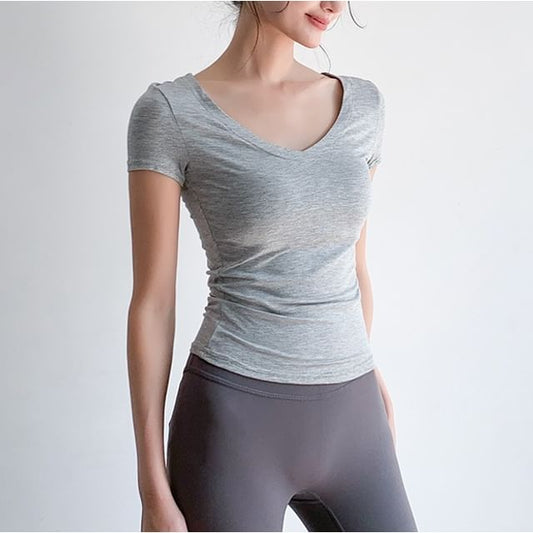Short Sleeve V-Neck Plain T-Shirt