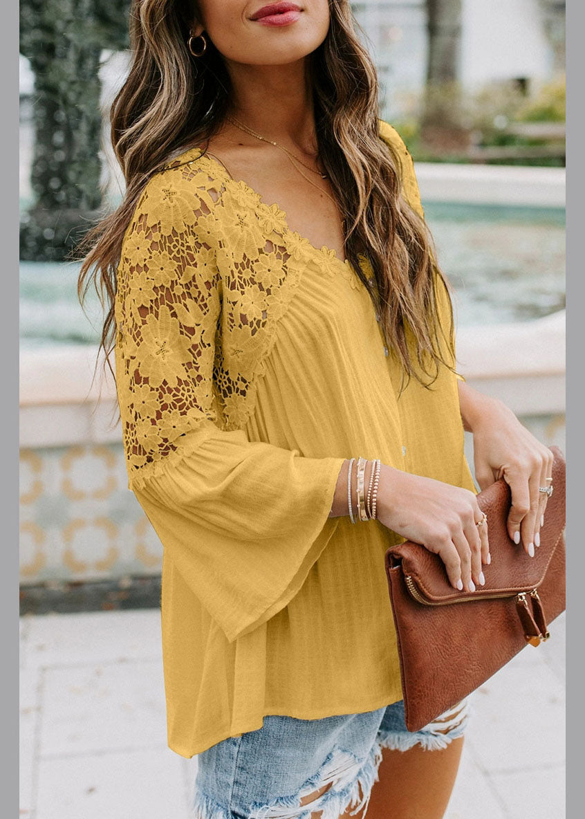 Neck V Sleeve Yellow T Bracelet Shirts