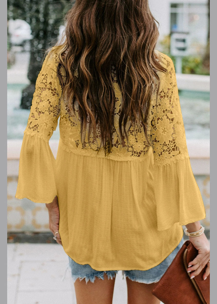 Neck V Sleeve Yellow T Bracelet Shirts