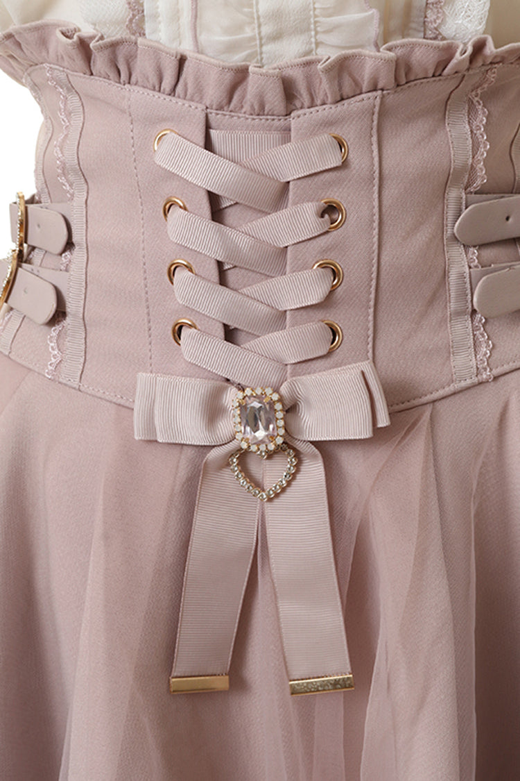 High Waist Mesh Buckle Skirt - Jirai Kei Fashion