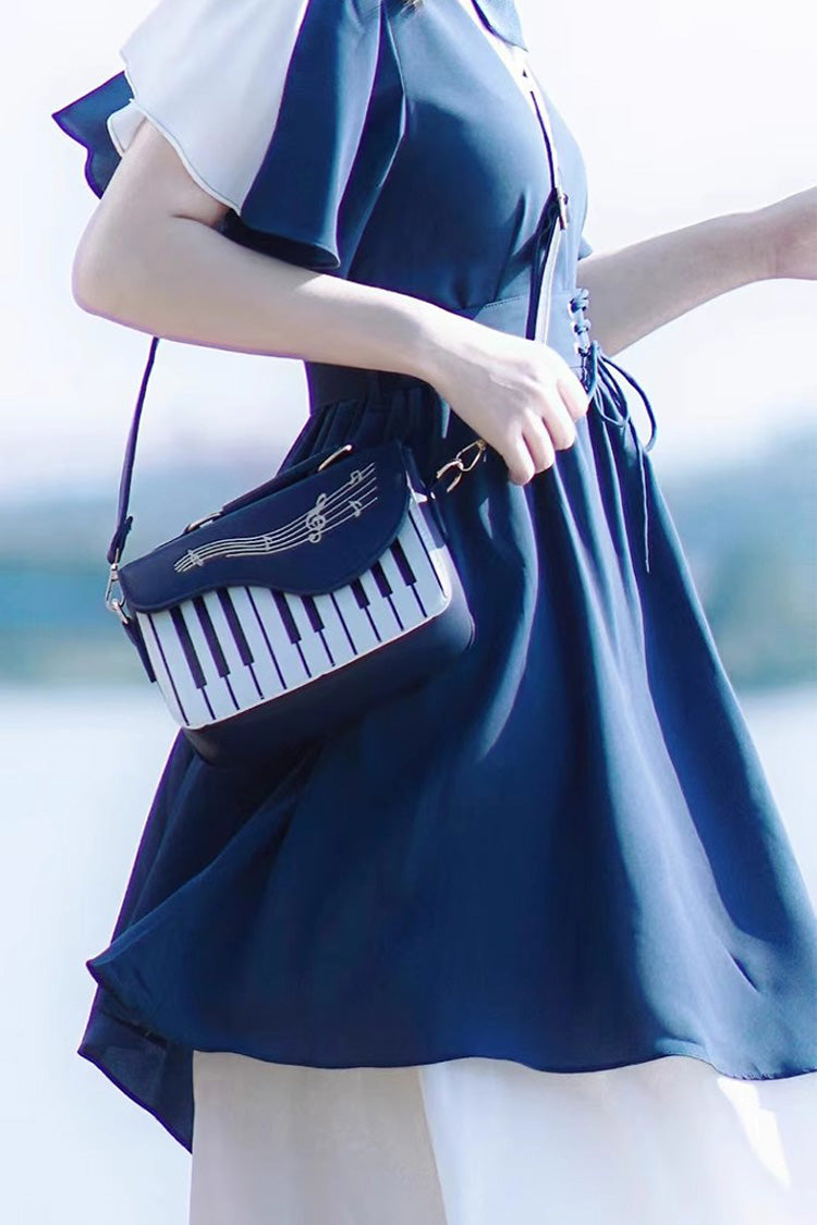 Cerulean and Ivory Piano Note Music Themed Sweet Lolita Shoulder Bag