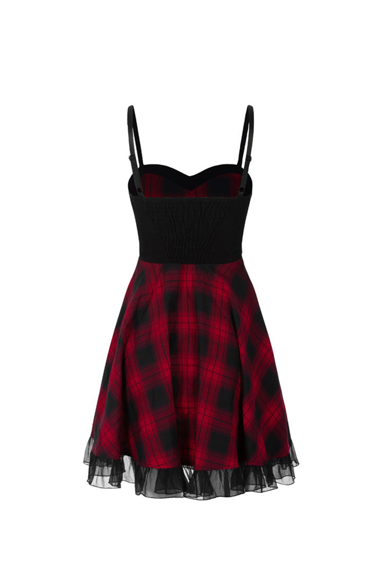 Lattice Plaid Stitching Binding Steam Punk Strap Dress