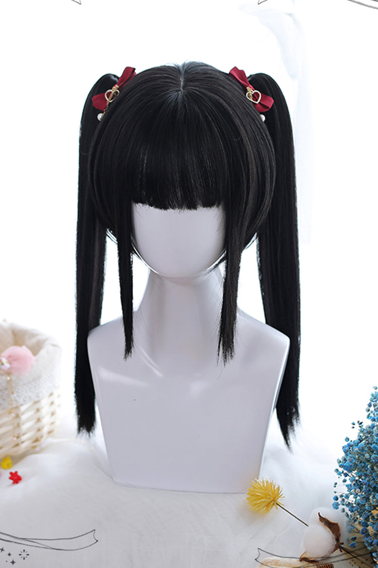 Classic Lolita Wig with Double Ponytails in Natural Black