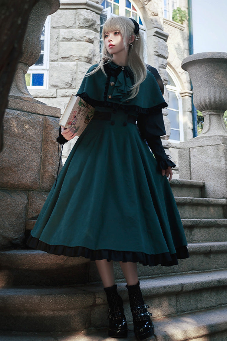 Green Long Sleeve Bow Sweet Lolita Set - Potions School