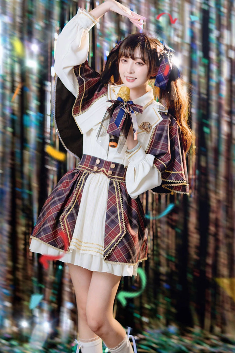 Multi-Color Plaid Ruffle Sweet Lolita Skirt with Idol Style