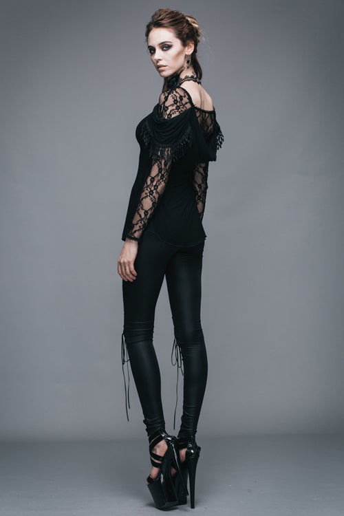 Gothic Rose Lace Long Sleeve Modal Tee for Women