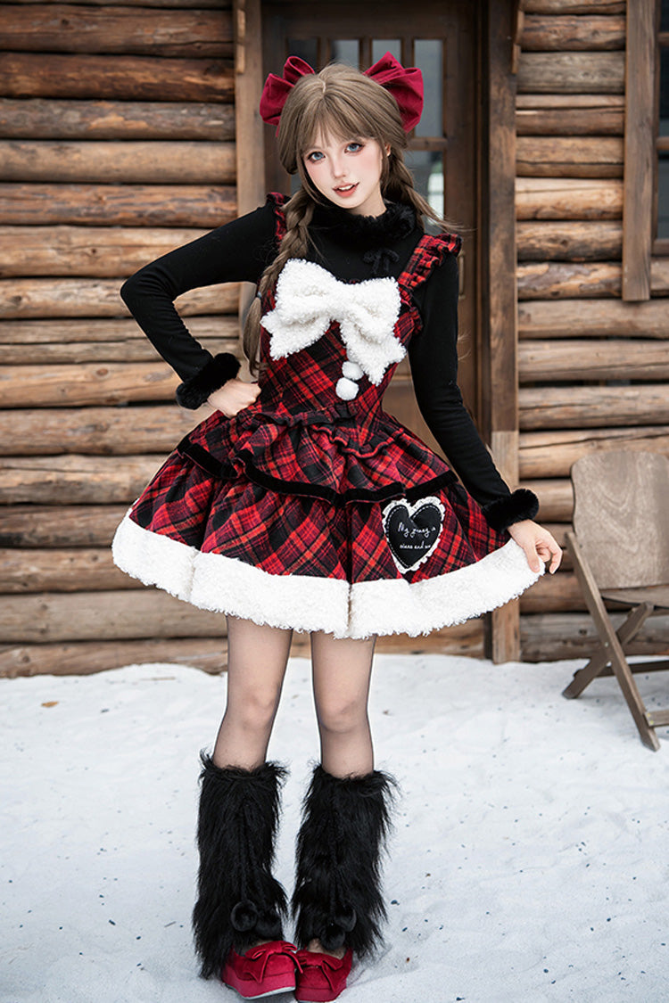Letters Poems Snowy Night Serenade Triple-Layered Print Ruffle Bowknot Sweet Lolita Jsk Dress Set