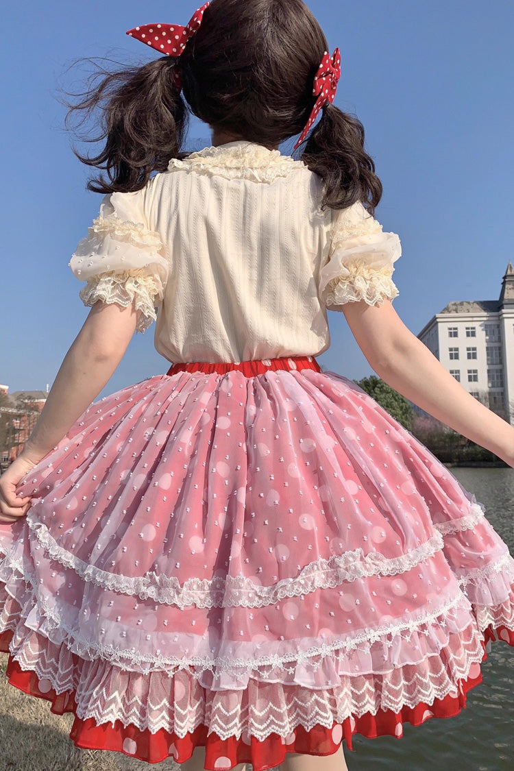 Printed Ruffled Bow Sweet Lolita Skirt