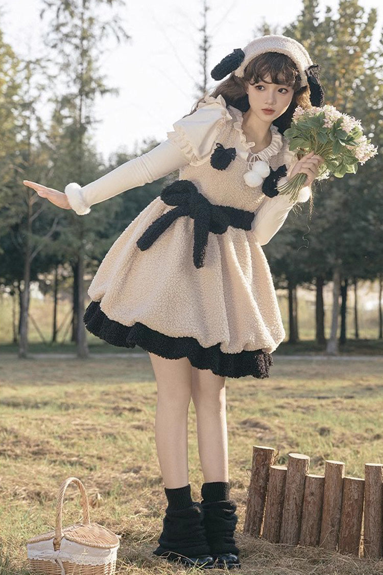 Ivory Cute Ollie The Sheep Autumn Winter Sweet Lolita Jsk Dress