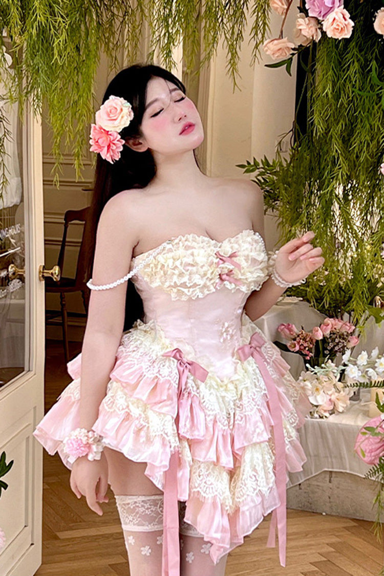 Lace Lolita Dress with Multi-Layer Ruffles, Bowknot, Dreamy Love