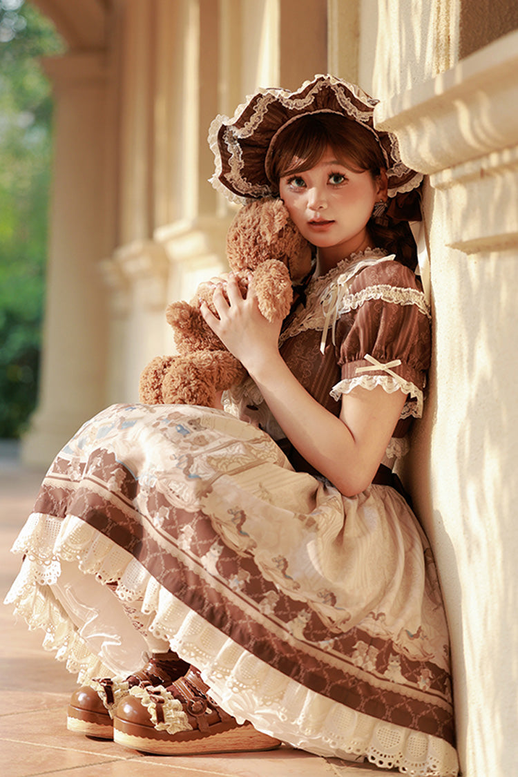 Fairy Tale Short-Sleeve Ruffle Bow Dress for Sweet Lolita - Two Tones