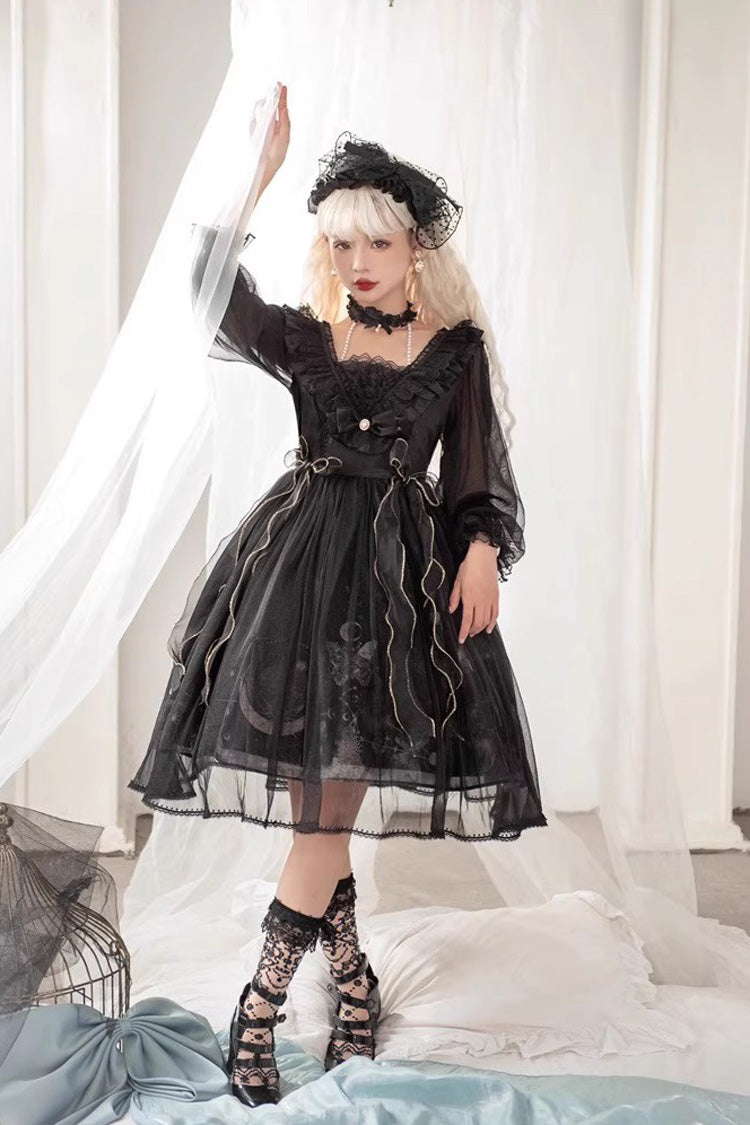 Planet Butterfly Printed Gothic Lolita Dress - Bowknot Classic