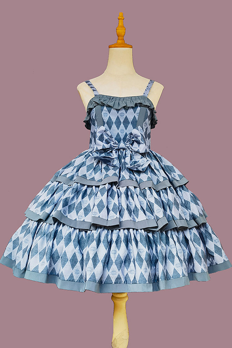 Stripe Triple-Layered Ruffle Bow Sweet Lolita Dress