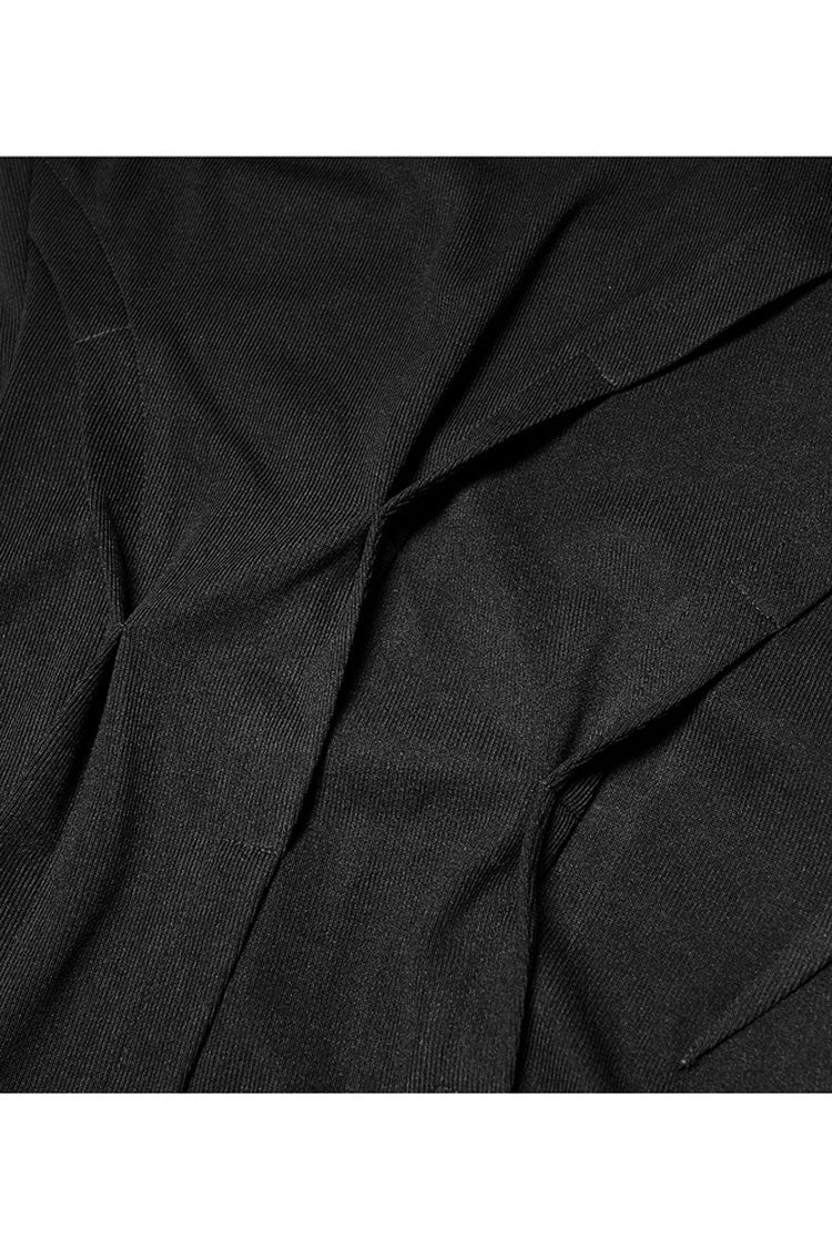 Adjustable Halter Sleeveless Three-Dimensional Pleated Stretch Gothic Dress