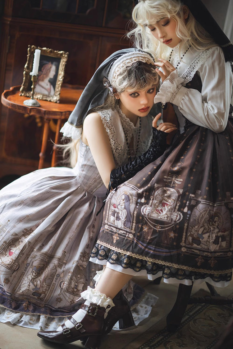 Sweet Lolita Jumper Dress with Ruffles & Demon Print