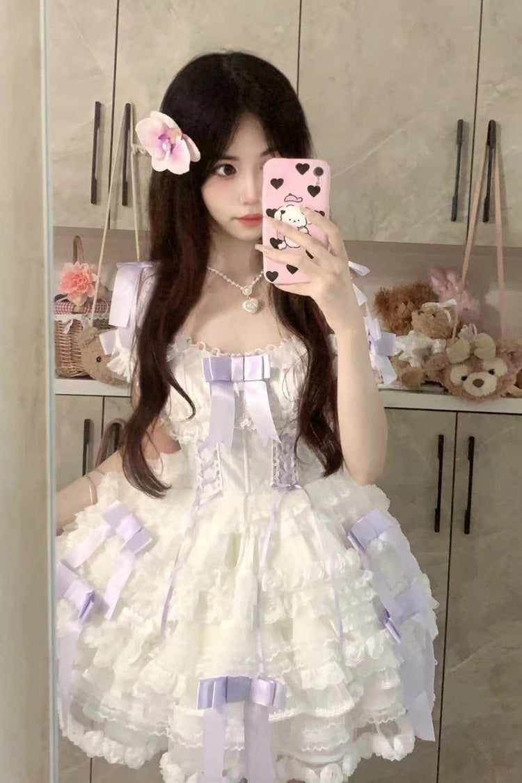 Love Song Multi-Layered Ruffled Bowknot Lace Sweet Princess Jsk Dress