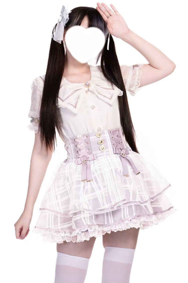 Love Hanabi Triple-Bow Organza Skirt - Three Color Options