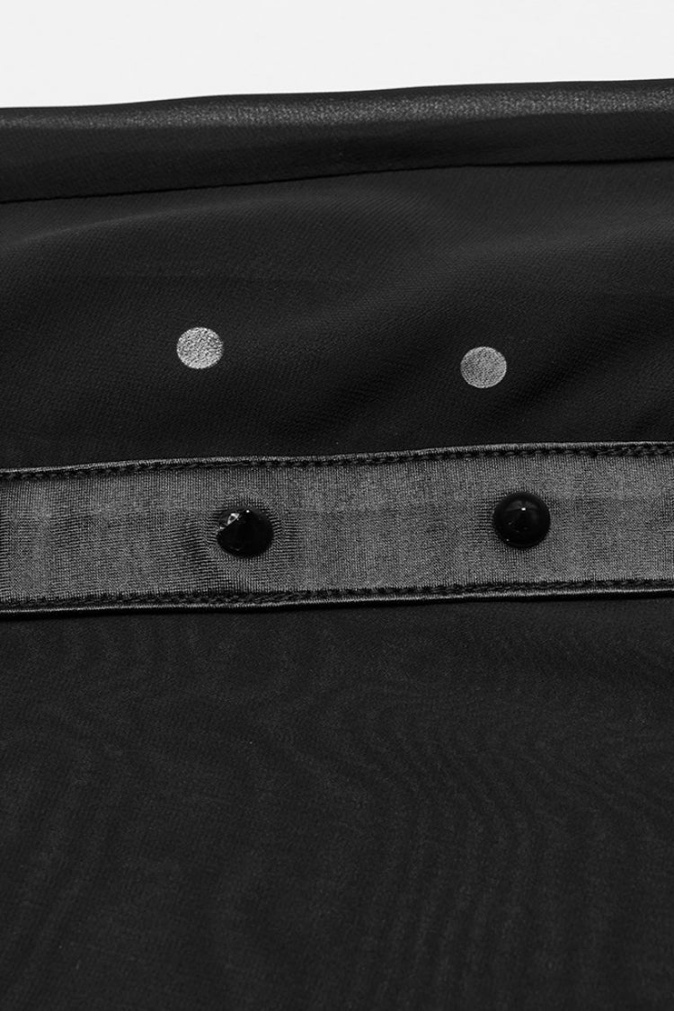 Gothic Belted Skirt with Rivet Accents in Black