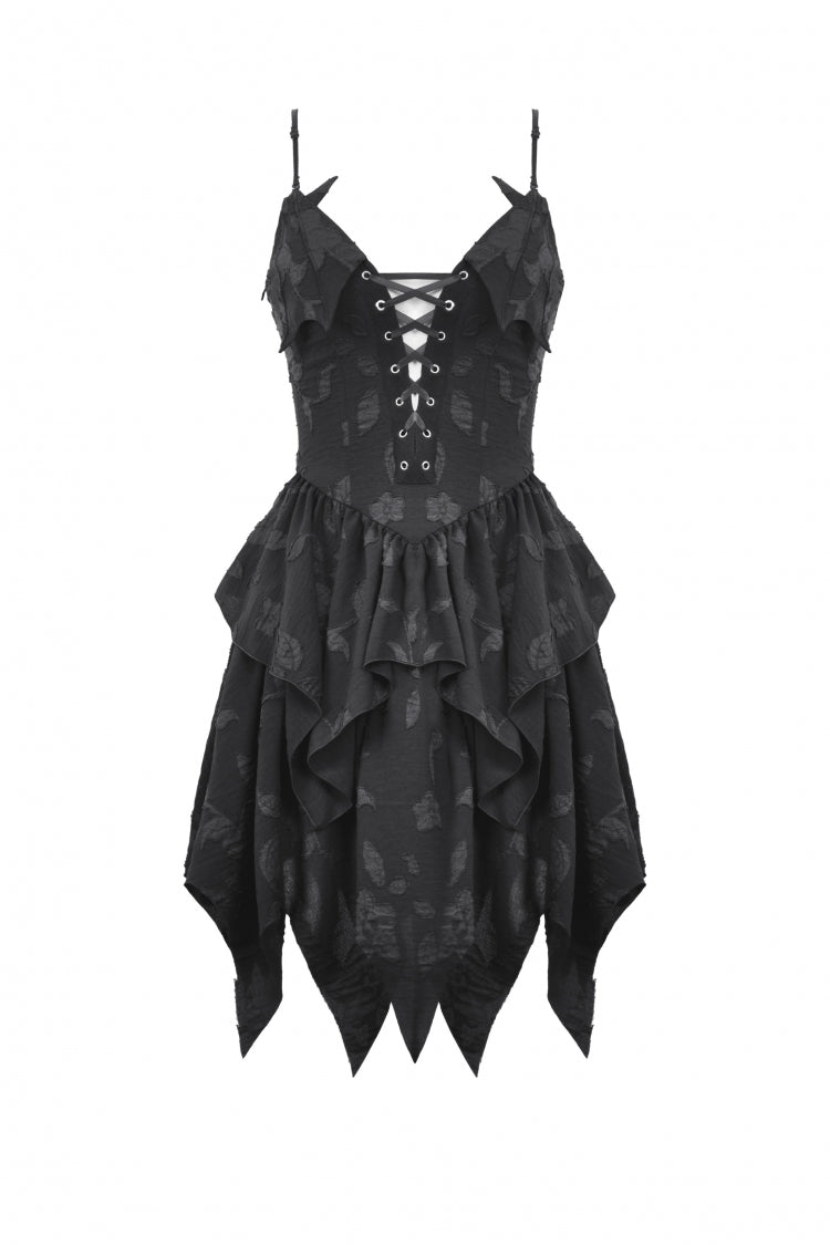 Halloween Printed Irregular Gothic Slip Dress with V-Neck