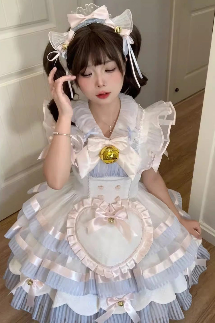 Navy Multi-Tiered Ruffle Bell Sleeve Sweet Lolita Full Set