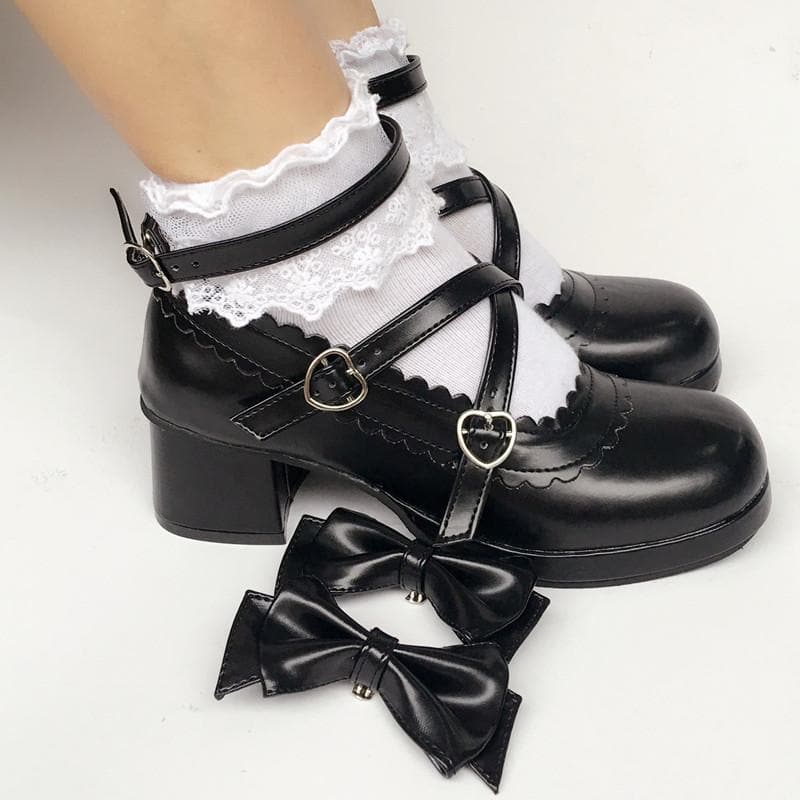 SP167935 Shoes Black Bow Detachable Made Lolita Custom