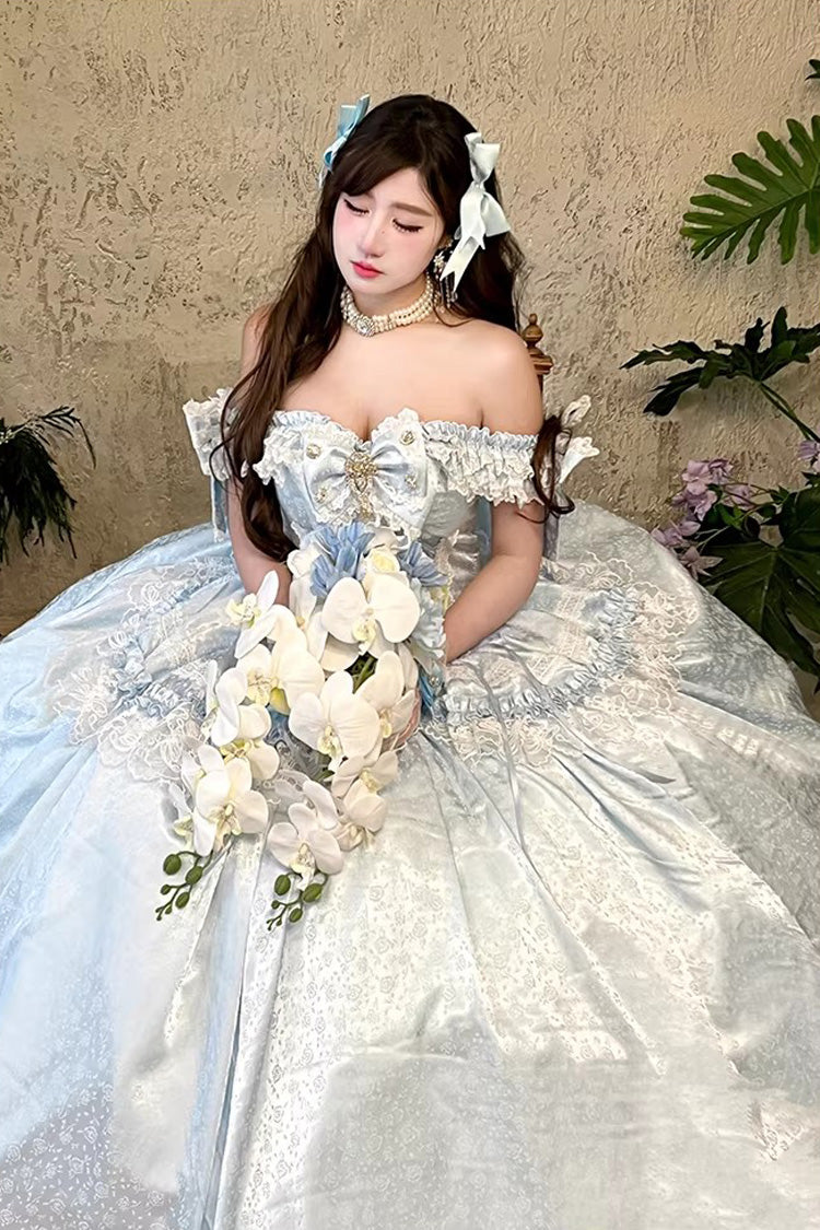 Sleeveless Ruffled Bow Strapless Elegant Lolita Gown