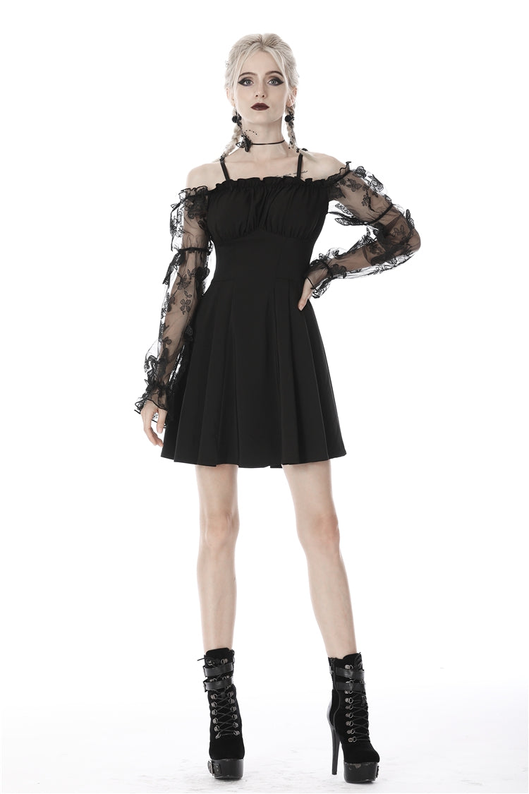 Graduation Lace Dress with Off-Shoulder and Lace-Up Front