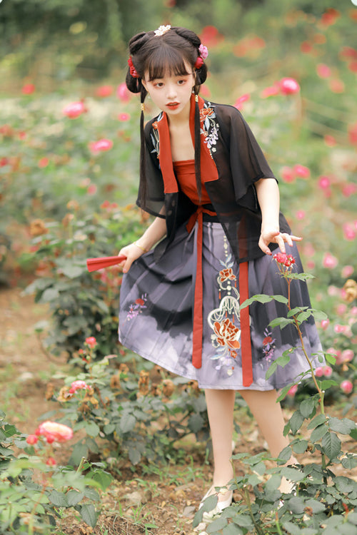 Sweet Song Dynasty Hanfu Three-Piece Set for Spring Summer
