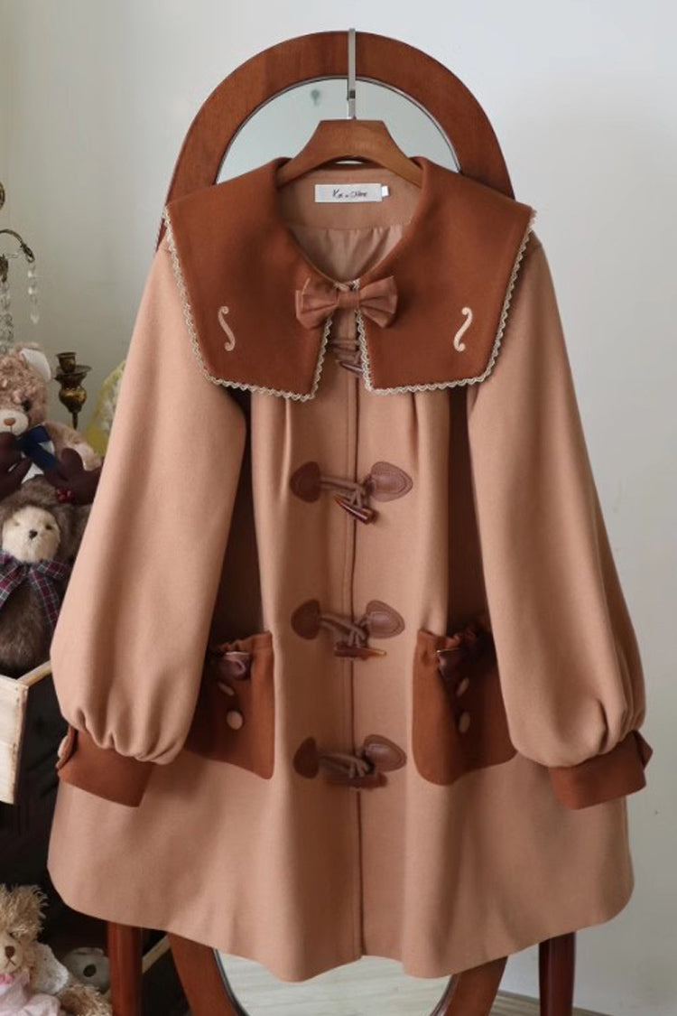Violin Embroidery Horn Button Sweet College Lolita Coat
